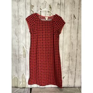 Merona Color Block Scoop Neck Midi Shift red short sleeve Dress. size - XS